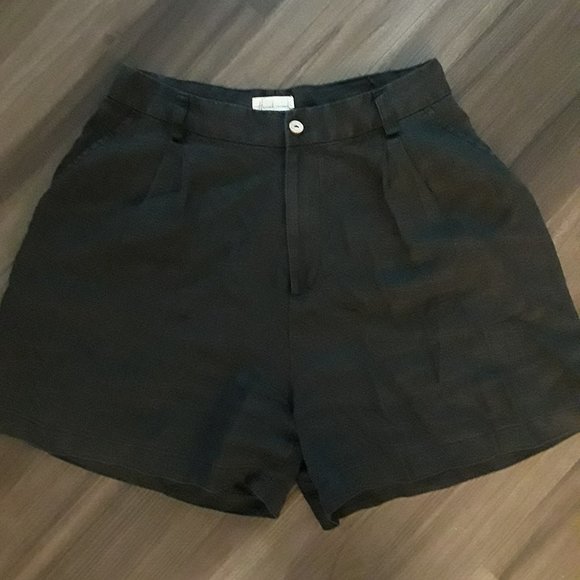 Women's Black Linen High-Waisted Shorts size L - Picture 1 of 4
